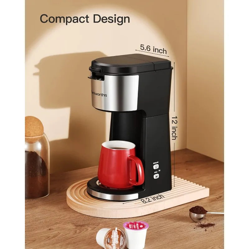 Famiworths Single Serve Coffee Maker for K Cup & Ground Coffee, With Bold Brew, One Cup Coffee Maker, 6 to 14 oz. - My Homes Goods