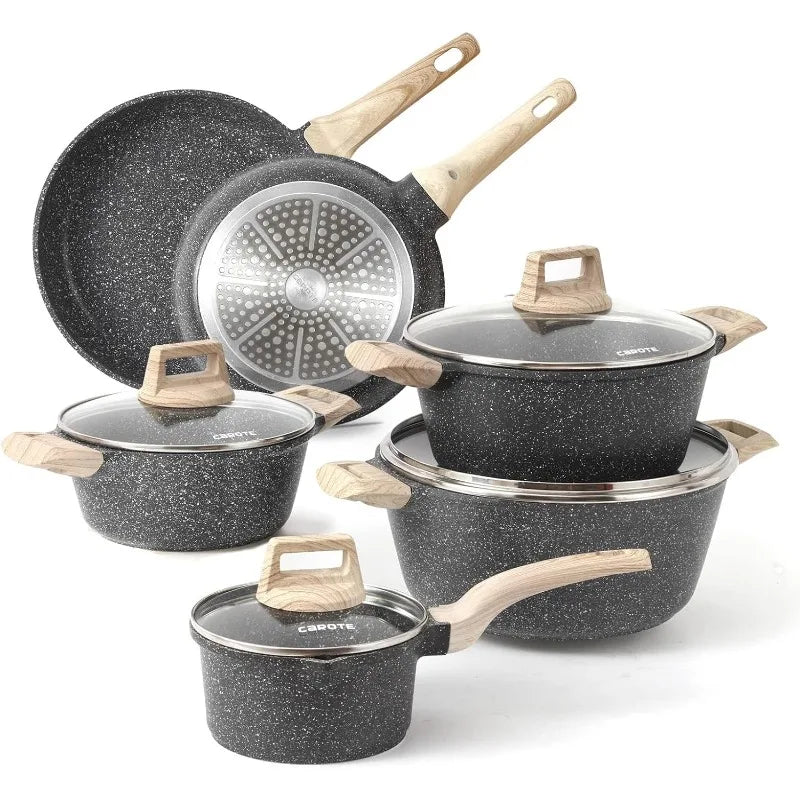 Carote Nonstick Granite Cookware Sets 10 Pcs Stone Cookware Set,non stick frying pan set , pots and pans set - My Homes Goods