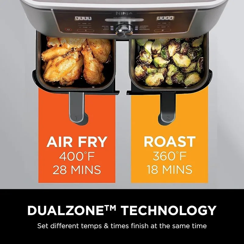 Ninja DZ401 Foodi 10 Quart 6-in-1 DualZone XL 2-Basket Air Fryer with 2 Independent Frying Baskets, Match Cook & Smart Finish - My Homes Goods