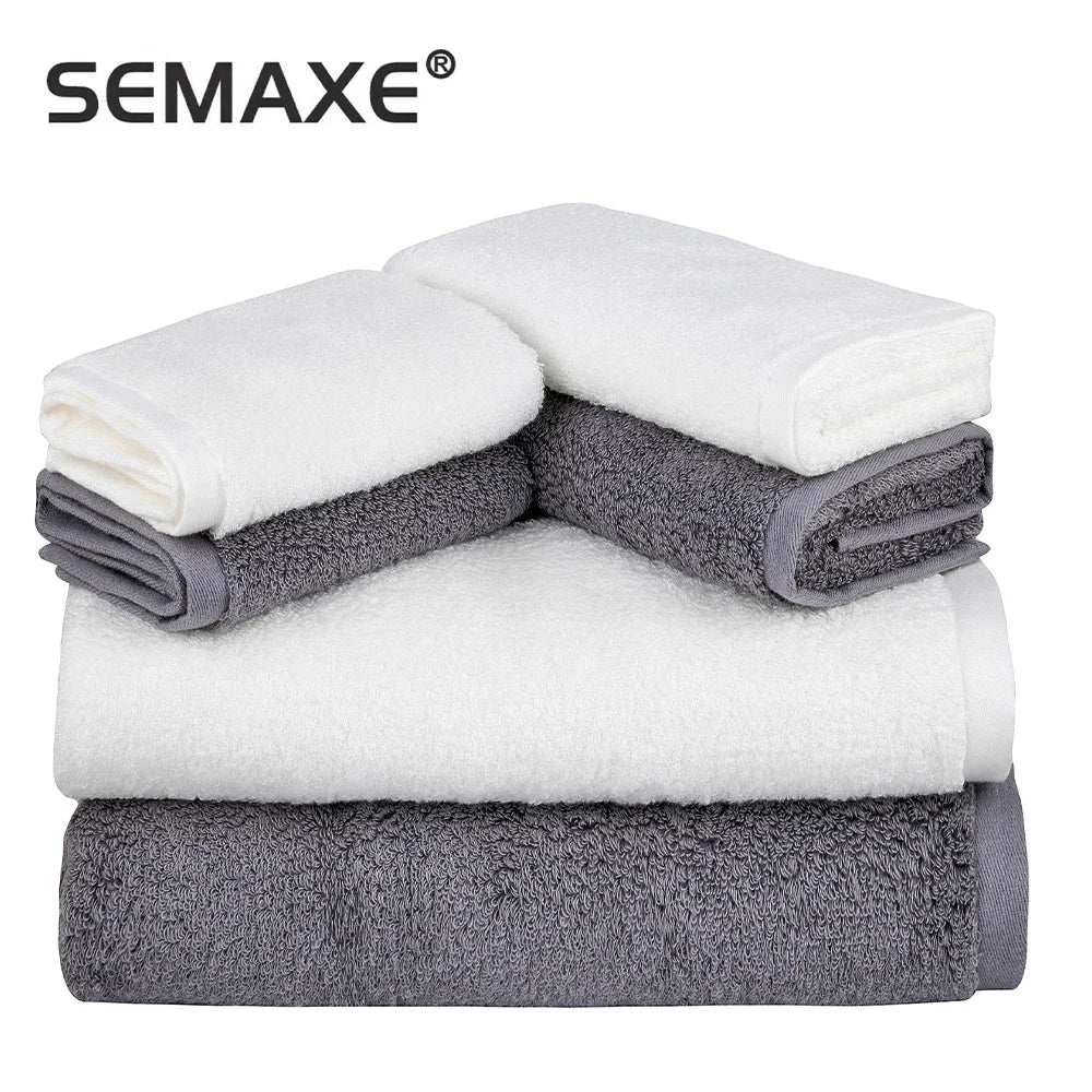 SEMAXE Luxury Bath Towel Set,2 Large Bath Towels,2 Hand Towels,2 Face towels . Cotton Highly Absorbent Bathroom Towels White - My Homes Goods