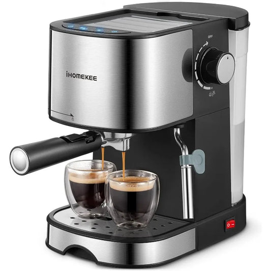 Ihomekee Espresso Machine 15 Bar Pump Pressure, Espresso and Cappuccino Coffee Maker with Milk Frother/Steam Wand for Latte - My Homes Goods